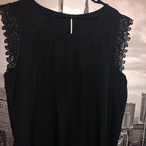 Lace shoulder black shirt